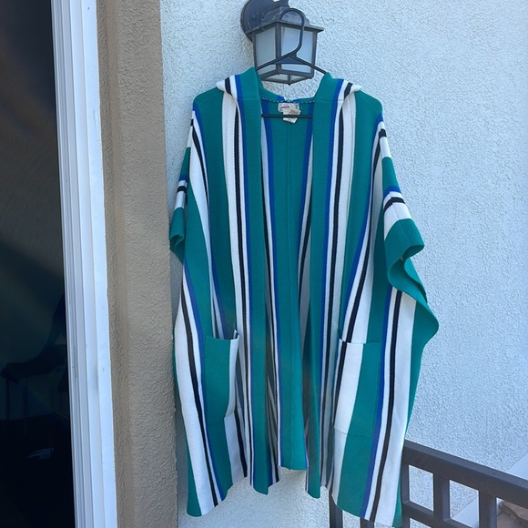 New Free People All I Need Stripe Hooded Poncho Jacket - Picture 3 of 12